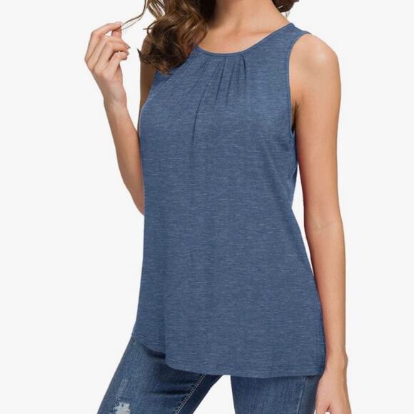 Banana Republic Tops - BANANA REPUBLIC Blue Gray Scoop Neck Sleeveless Blouse Size Small
